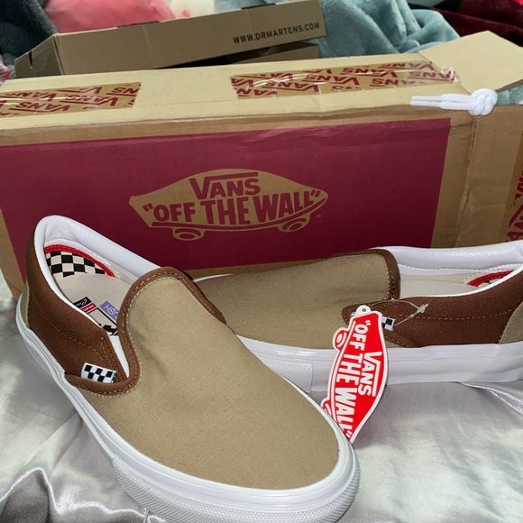 Vans Shoes - Brown Cornstalk Suede Skate Slip - On Vans Unisex Women size 8 Men size 6.5